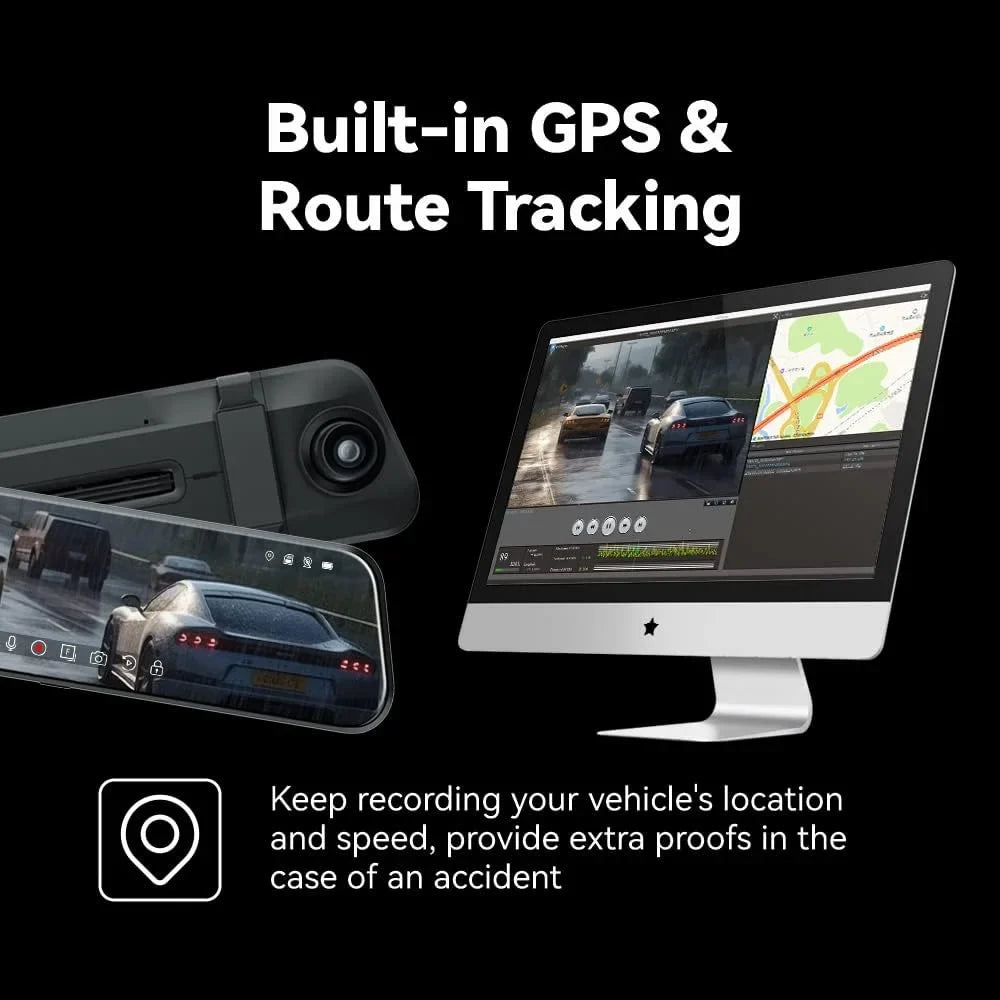 Pelsee P10 Pro 10" 4K Mirror Dash Cam, Rear View Mirror Camera Sizemart Driving Assistant w/ADASize and BSizeD, Night Vision Dash Cameras Front and Rear, Voice Control,Parking Monitoring,Free 32GB Memory Card