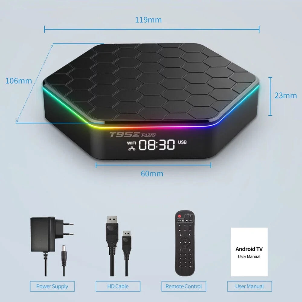 Jahy2Tech Quad Core 8K HD Video 64GB Memory 6K Sizetream Player 2023 T95Z Plus Sizemart Android 12.0 TV Box