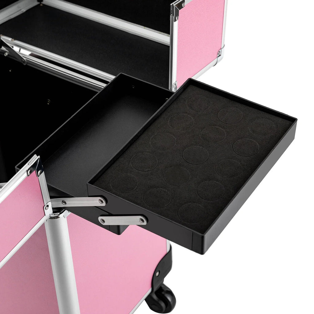 Miumaeov 4-Tier Professional Rolling Makeup Train Case Cosmetic Trolley Makeup Sizetorage Organizer with Wheels