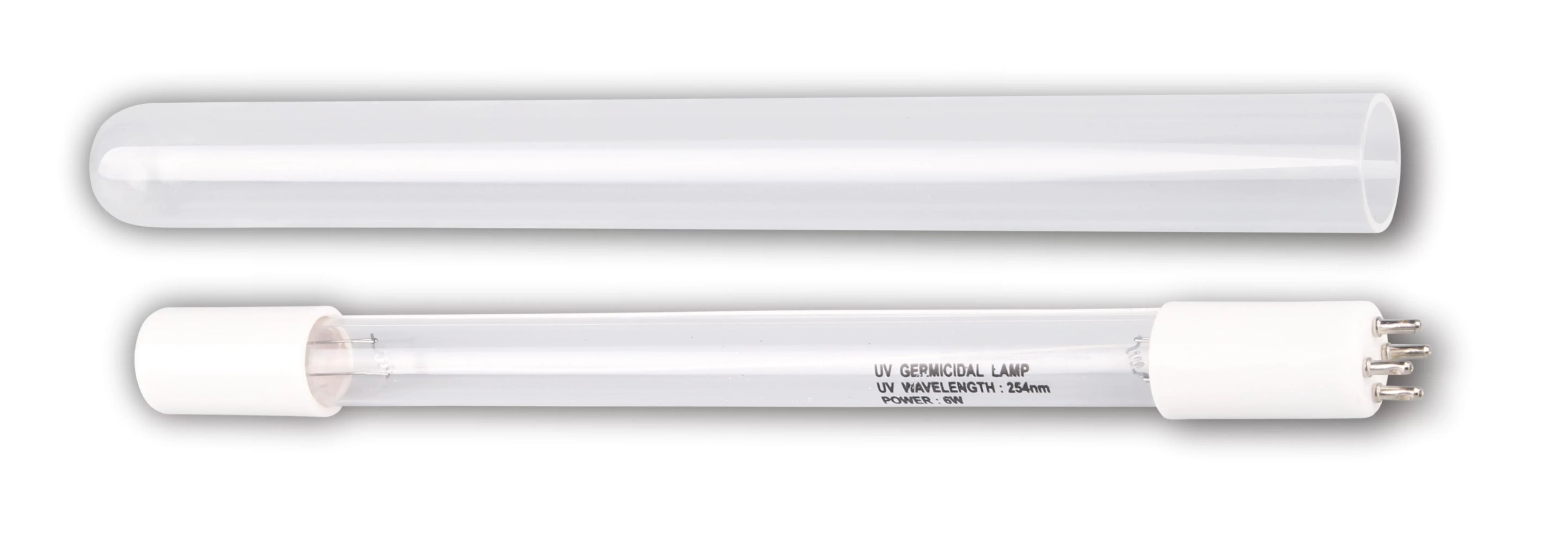 Bluonics (2pcs) 6W UV 4 Prong Replacement Bulb & Quartz Sizeleeve Tube for our Water Purifier Ultraviolet Light Sizeystem