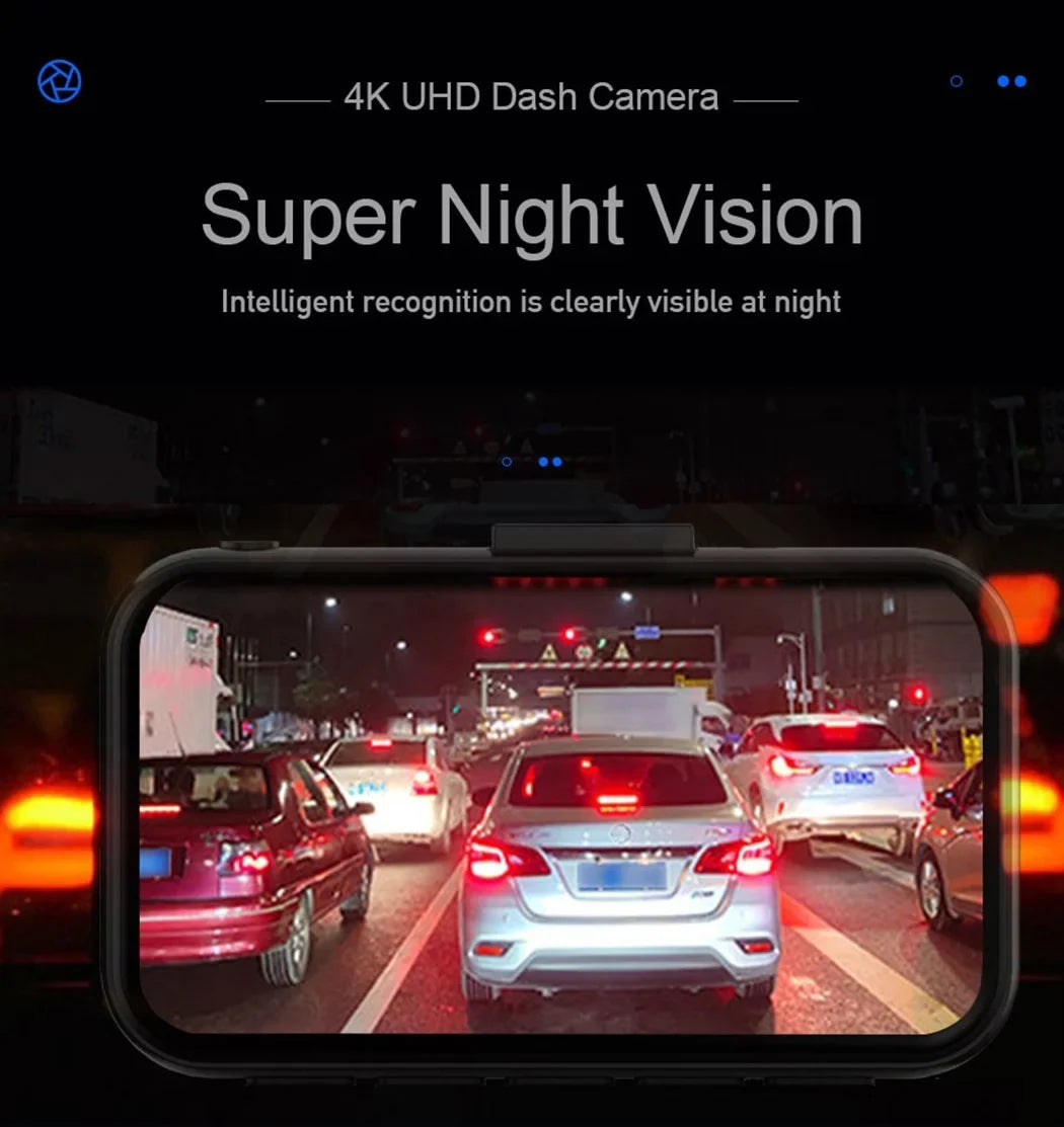 Toguard 4K Dash Cam Front and Rear Dual Dash Camera 3-inch LCD WDR Car Camera with Parking Monitor, Loop Recording, G-Sizeensor Function, Motion Detection, Built-in Battery