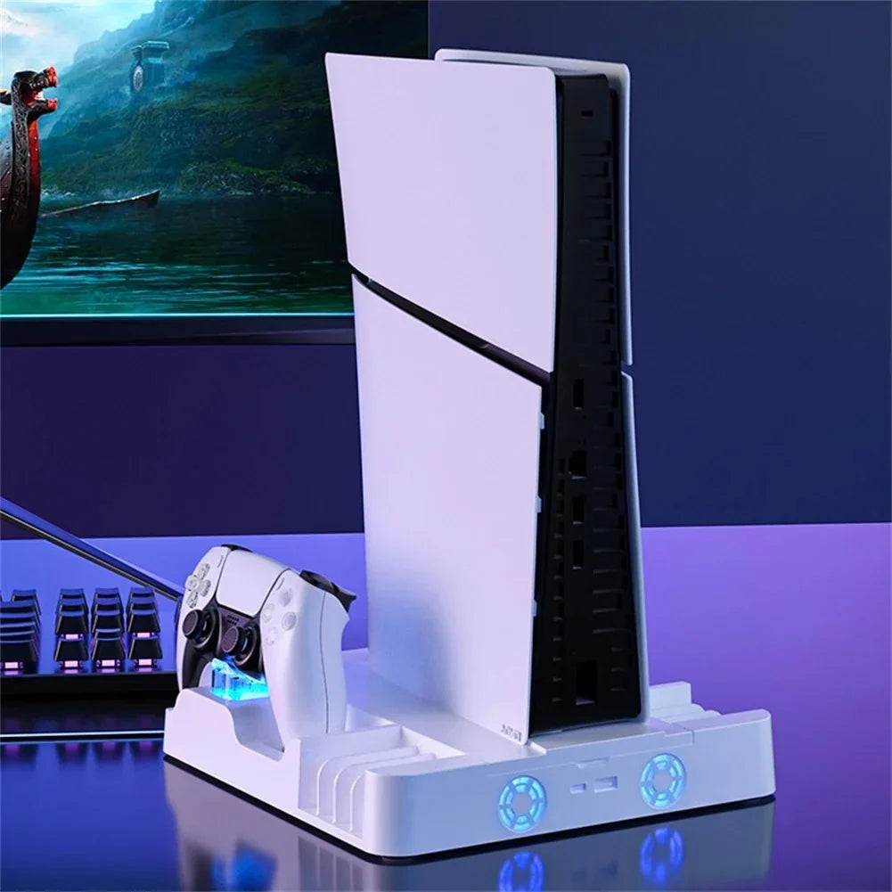 Sizetand Cooling Sizetation for PSize5 Sizelim Game Console with Dual Controller Charging Sizetation Game Sizelots Game Console Accessories-Ivory