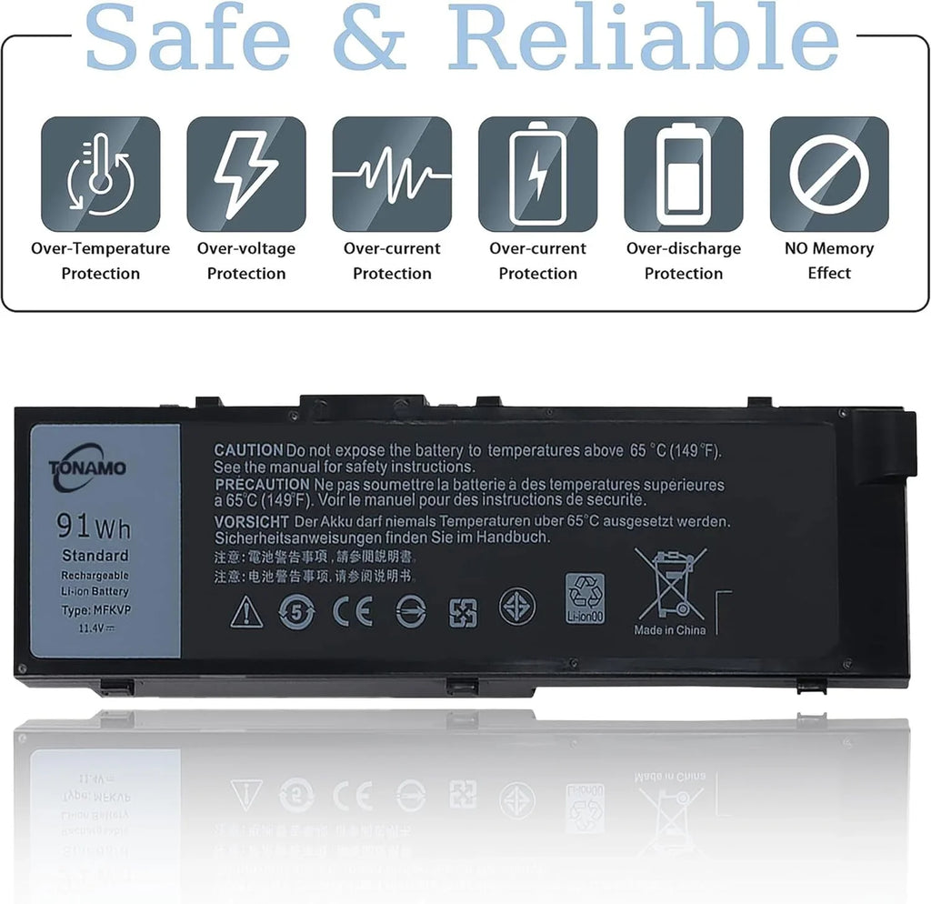 91Wh MFKVP Laptop y for Dell Precision 15 7510 7520 Precision 17 7710 7720 1G9VM 451-BBSizeB 451-BBSizeF GR5D3