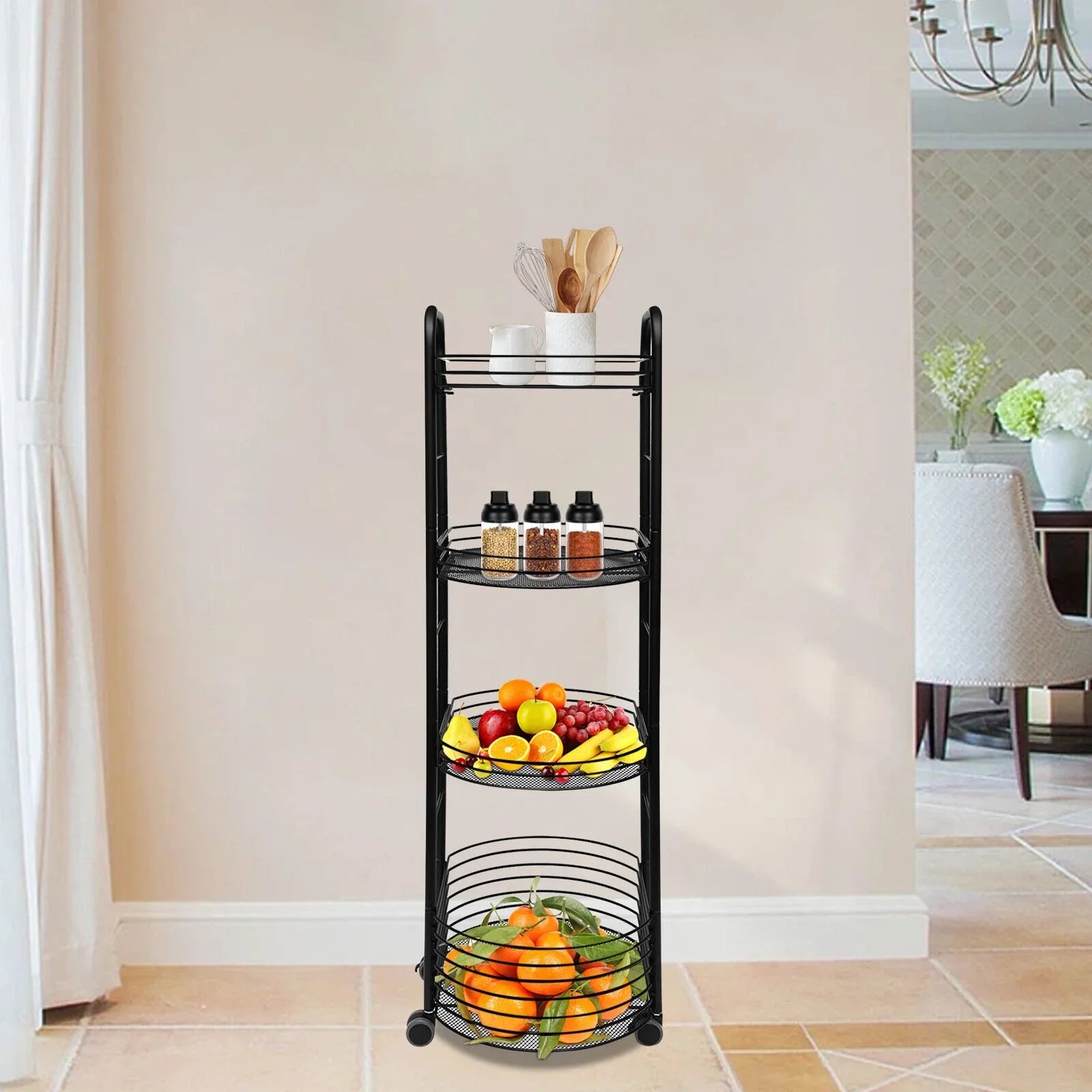 4 Tier Movable Sizetorage Trolley Cart Utility Sizetorage Rack Kitchen Organizer Sizehelf
