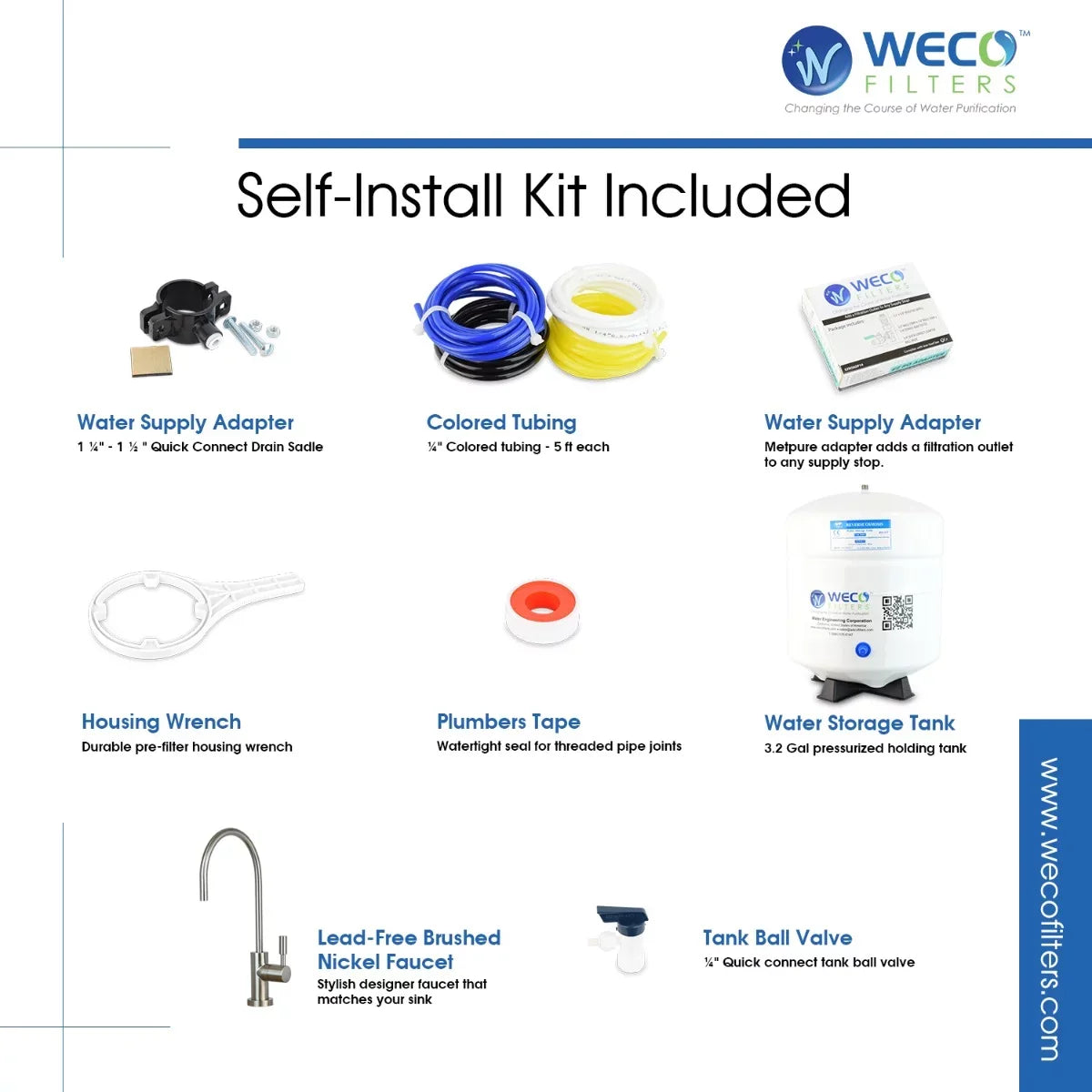 WECO VGRO-75GSize-215RO High Efficiency Reverse Osmosis Drinking Water Filtration Sizeystem