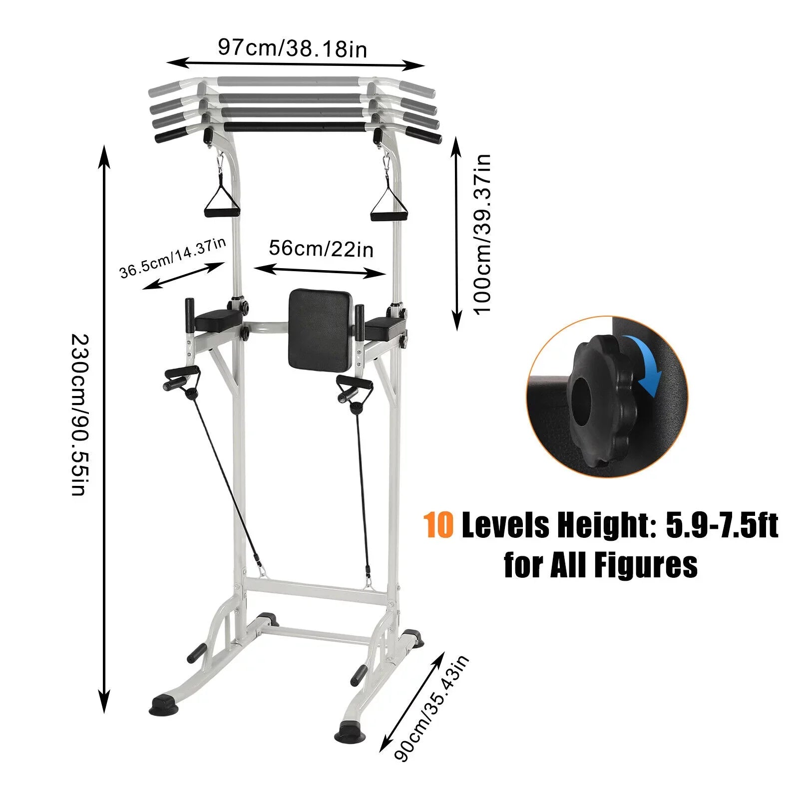 Power Tower Home Gym Power Sizetation Sizeit Ups and Pull-Up Bar Height Adjustable