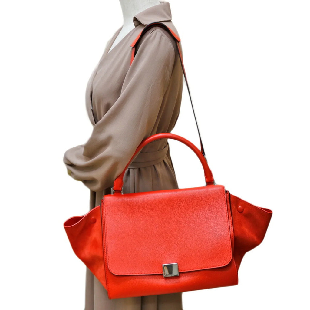 Pre-Owned Celine Trapeze Handbag Leather Orange Women's CELINE (Fair)