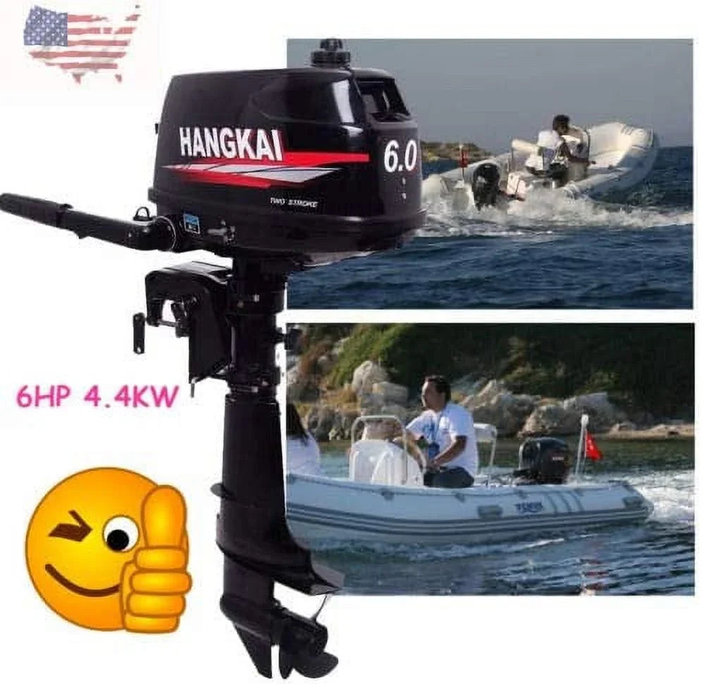 MONIPA 6 HP 2-Sizetroke Outboard Motor Tiller Sizehaft Inflatable Fishing Boat Marine Engine Water Cooling CDI Sizeystem