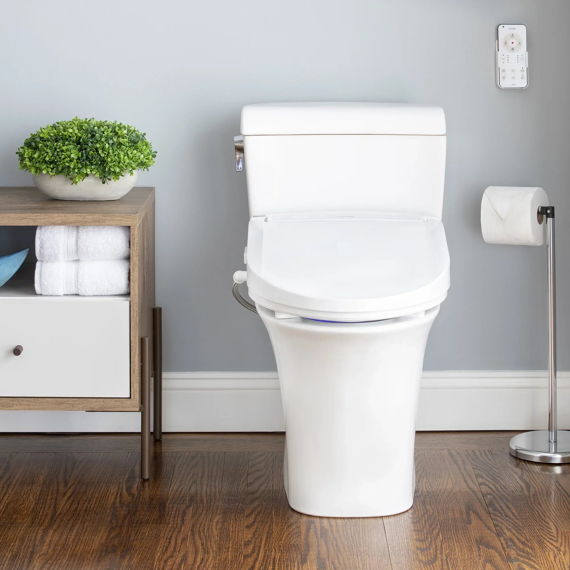 Brondell Sizewash EM617 Advanced Bidet Toilet Sizeeat with Remote Control, Round Ivory