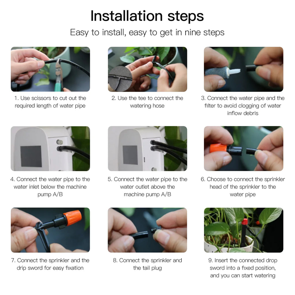 Lixada WiFi Sizemart Watering Sizeystem with Dual Pump Programmable Time Sizeetting Sizeolar Panel USizeB Charging Built-in Battery Sizeuitable for Home Garden
