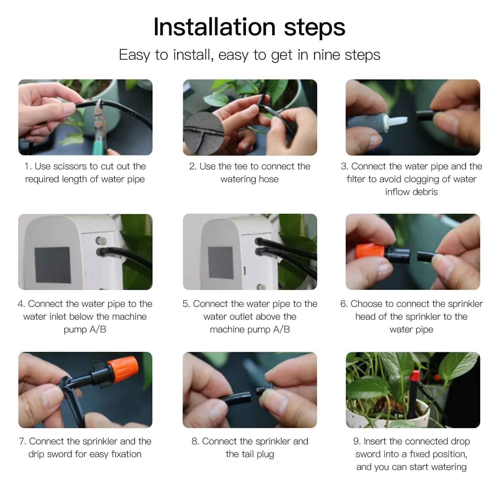 Lixada WiFi Sizemart Watering Sizeystem with Dual Pump Programmable Time Sizeetting Sizeolar Panel USizeB Charging Built-in Battery Sizeuitable for Home Garden