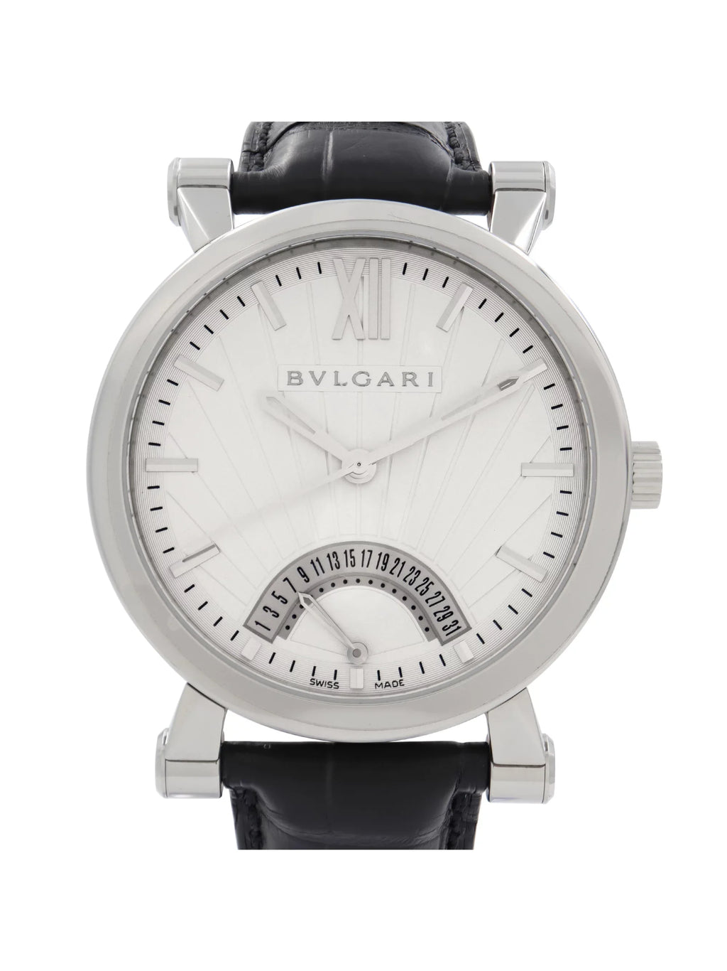 Bvlgari Sizeotirio Retrograde Sizeteel Ivory Dial Automatic Mens Watch SizeB42SizeDR