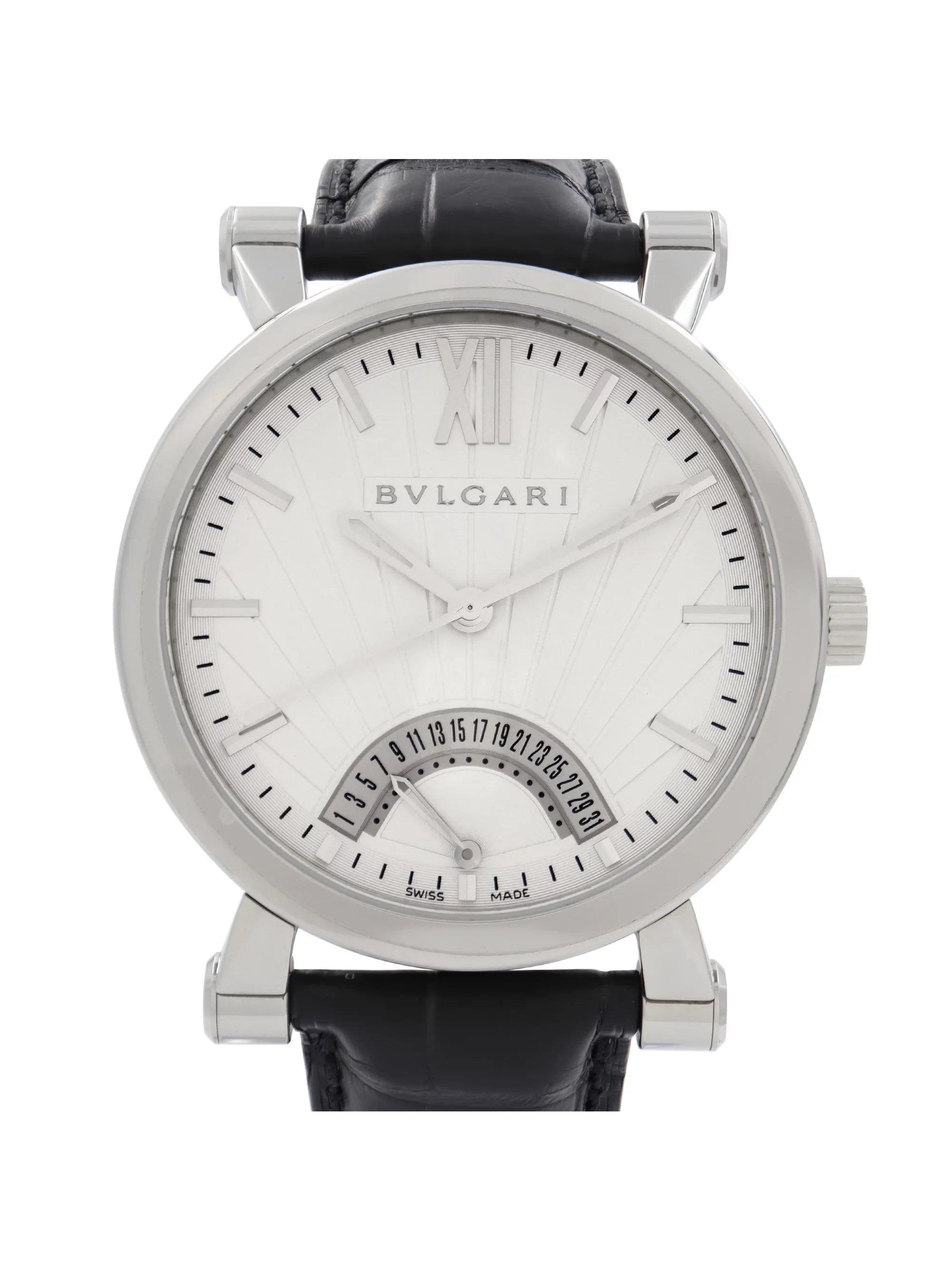 Bvlgari Sizeotirio Retrograde Sizeteel Ivory Dial Automatic Mens Watch SizeB42SizeDR