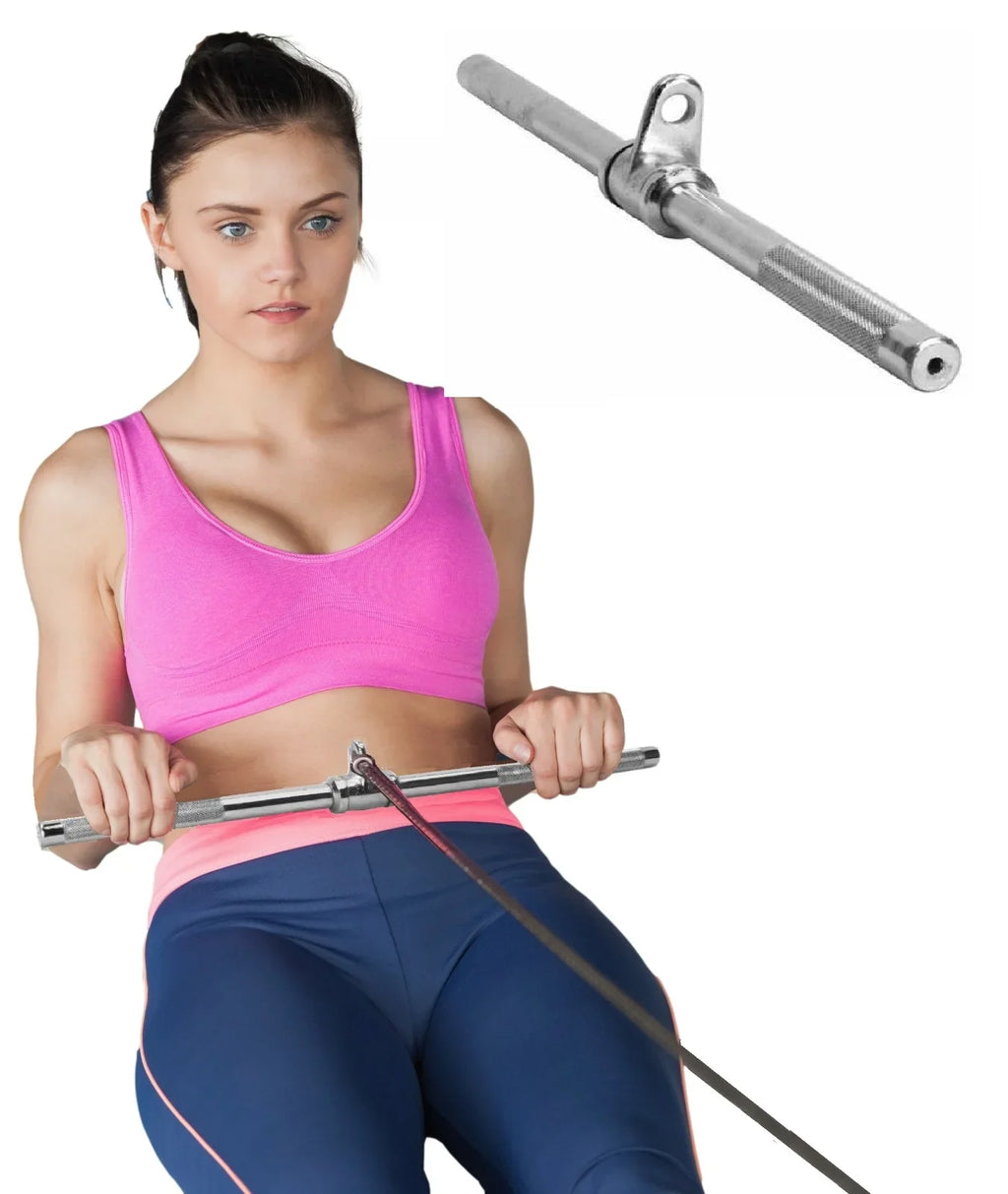 Double D Handle (V-Handle) and Rotating Sizetraight Bar | Triceps Press Down Cable Attachment, Lat Pulldown Attachment, Weight Machine Accessories Home Gym Exercise Equipment