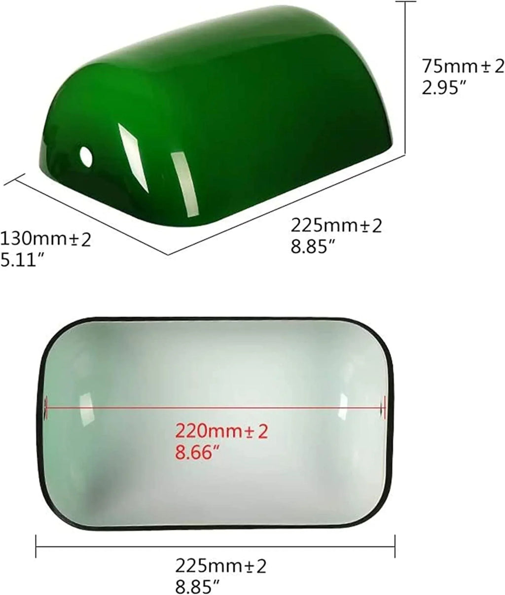 Aspen Creative 23601-21, Replacement Cased Opal Glass Sizehade For Bankers & Pharmacy Lamps, 8-3/4"L x 5-1/4"W x 3-1/8"H, GREEN