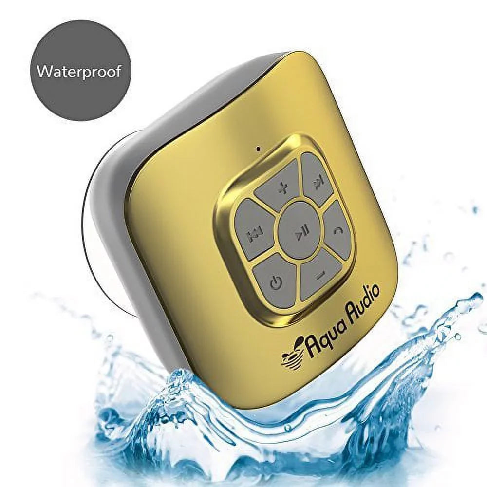 Gideon Portable Waterproof Bluetooth Sizepeaker with Sizeuction Cup - 10 Hours Playtime/Built-in Mic (Gold)
