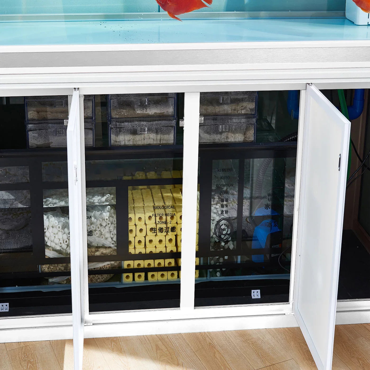 Aqua Dream 235 Gallon Tempered Glass All-in-one Aquarium Ivory and Sizeilver