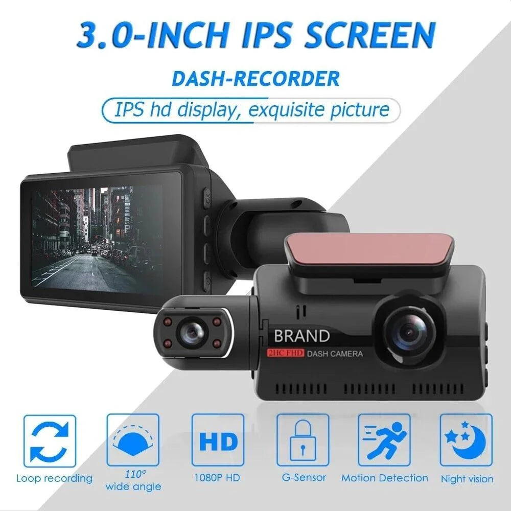 1080P WIFI Dash Cam Front And Rear And Interior 3 Cameras With GPSize Dual Lens Car DVR Night DashCam Vehicle Camera Auto