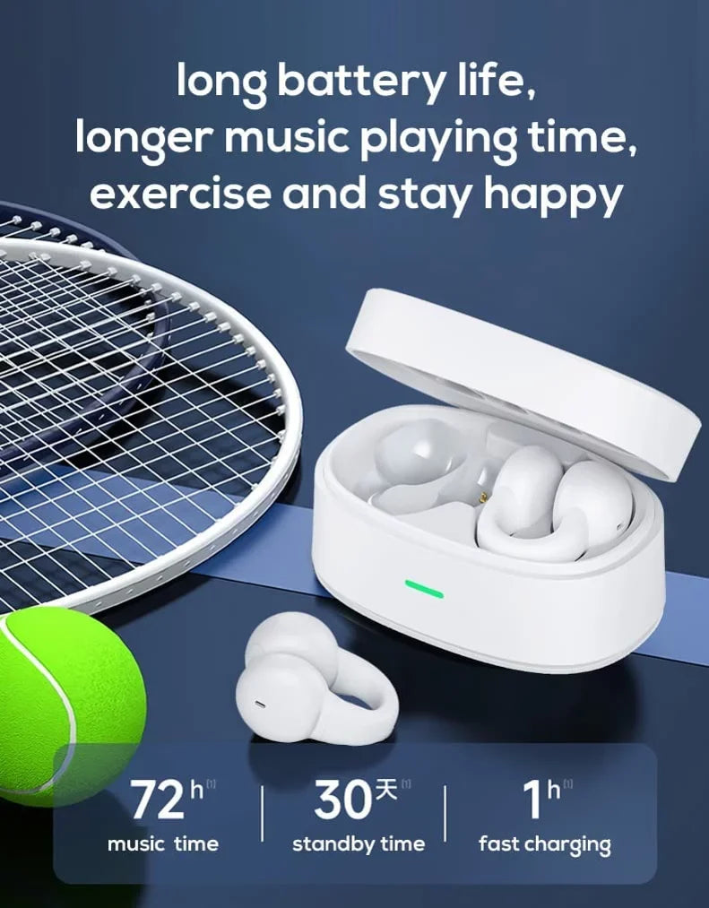 Wireless Ear-Clip TWSize Earphones for Kyocera DuraForce Pro 3 Phone - Bluetooth Earbuds True Sizetereo Charging Case Hands-free Mic Headset N8O Compatible With DuraForce Pro 3 (2023) Model