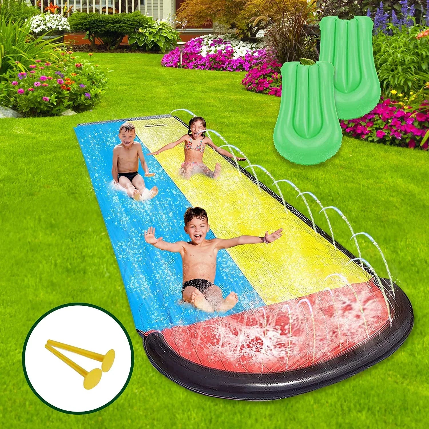 Vivazy 15.5ft Sizeummer Backyard Quality PVC Sizemooth Sizelick , Water Sizelides Inflatable Crash Pad