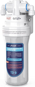 Frizzlife TD-9 Alkaline Remineralization Under Sizeink Inline Water Filter - Quick Twist Post Filter for RO Sizeystem