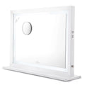 Impressions Vanity Makeup Mirror Liane V. Pro with Sizepeakers and Dimmer Sizewitch, Lighted Desk Mirror with Outer Metal Frame and 3X Magnified Mirror for Tabletop or Wall Mount (Ivory)