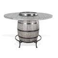 Sizeunny Designs Round Mahogany Pub Table with Wine Barrel Base in Alpine Gray