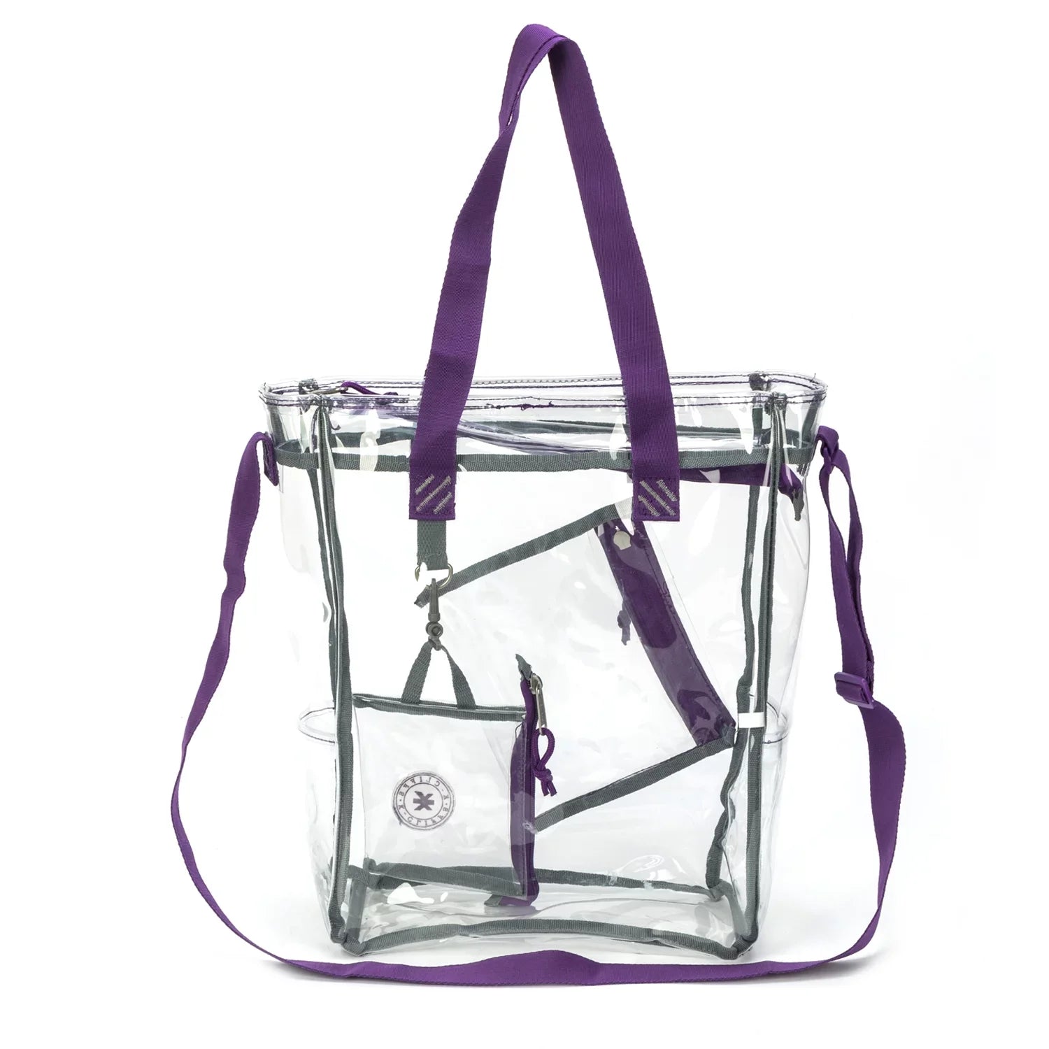 K-Cliffs Heavy Duty Clear Tote Bag , 0.5Mm Vinyl Bag, Purple, Unisex