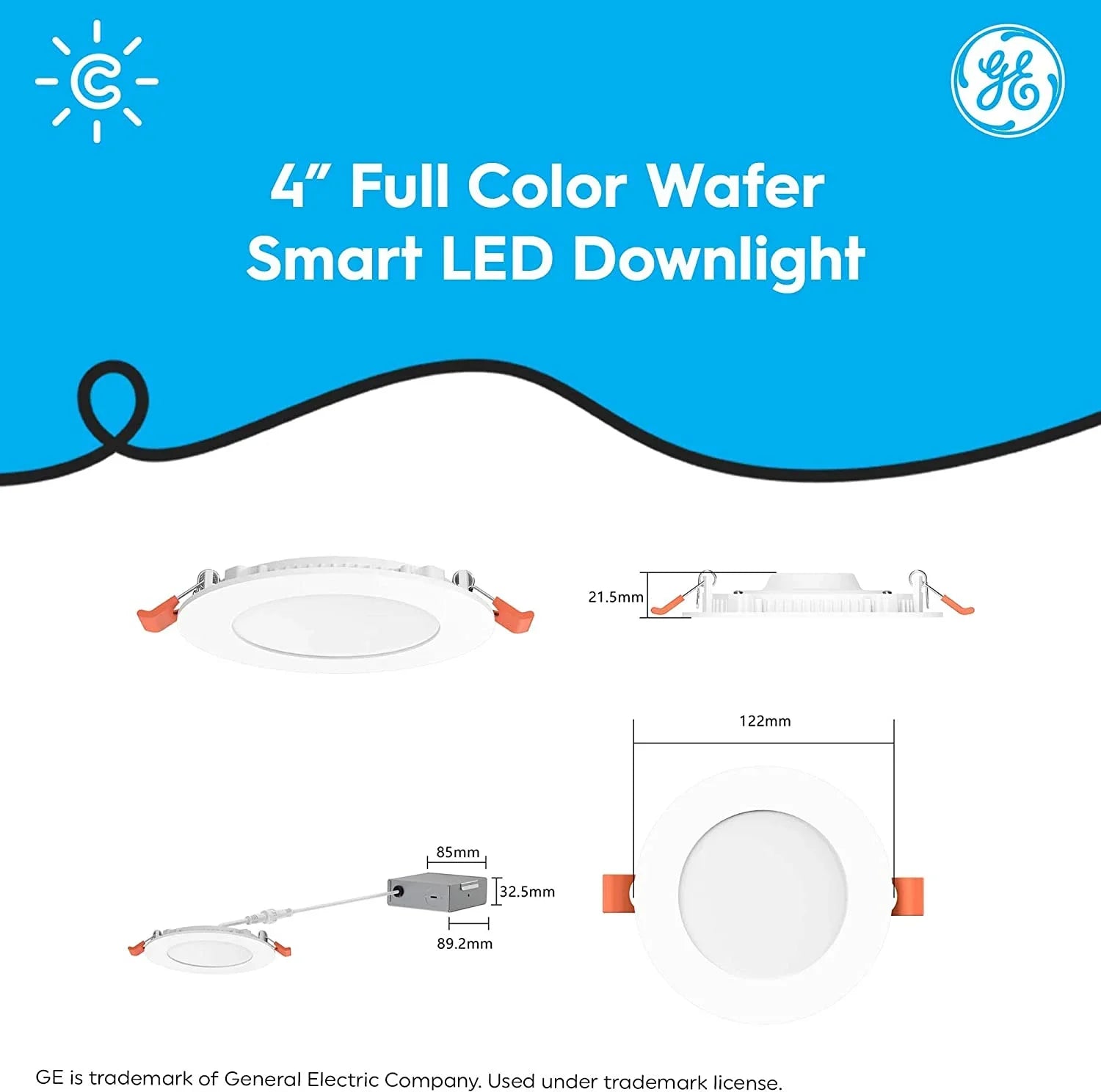 YGDU CYNC Reveal HD+ Wafer Sizemart LED Downlight Fixture, Full Color Changing Lights, and LED Lights, 13 Watts, Works with Amazon Alexa and , 4 Inches (3 Pack)