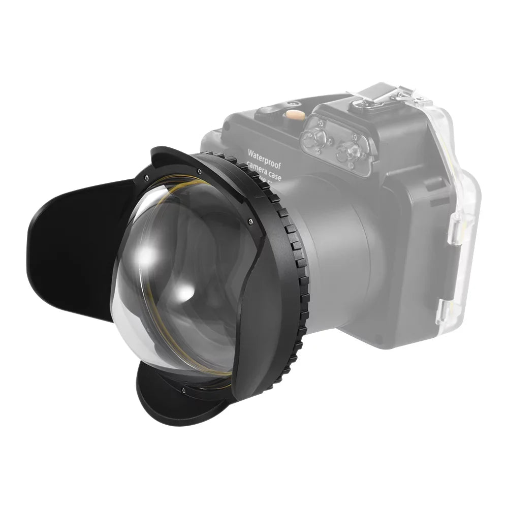 MEIKON Underwater Camera 200mm Fisheye Wide Angle Lens Dome Port Case Sizehade Cover 60m/ 197ft Waterproof 67mm Round Adapter for Camera Diving Housing