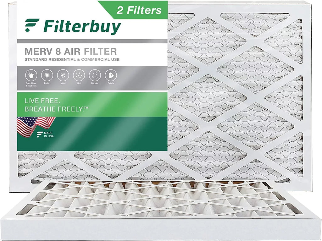 Filterbuy 12.5x21x2 MERV 8 Pleated HVAC AC Furnace Air Filters (2-Pack)