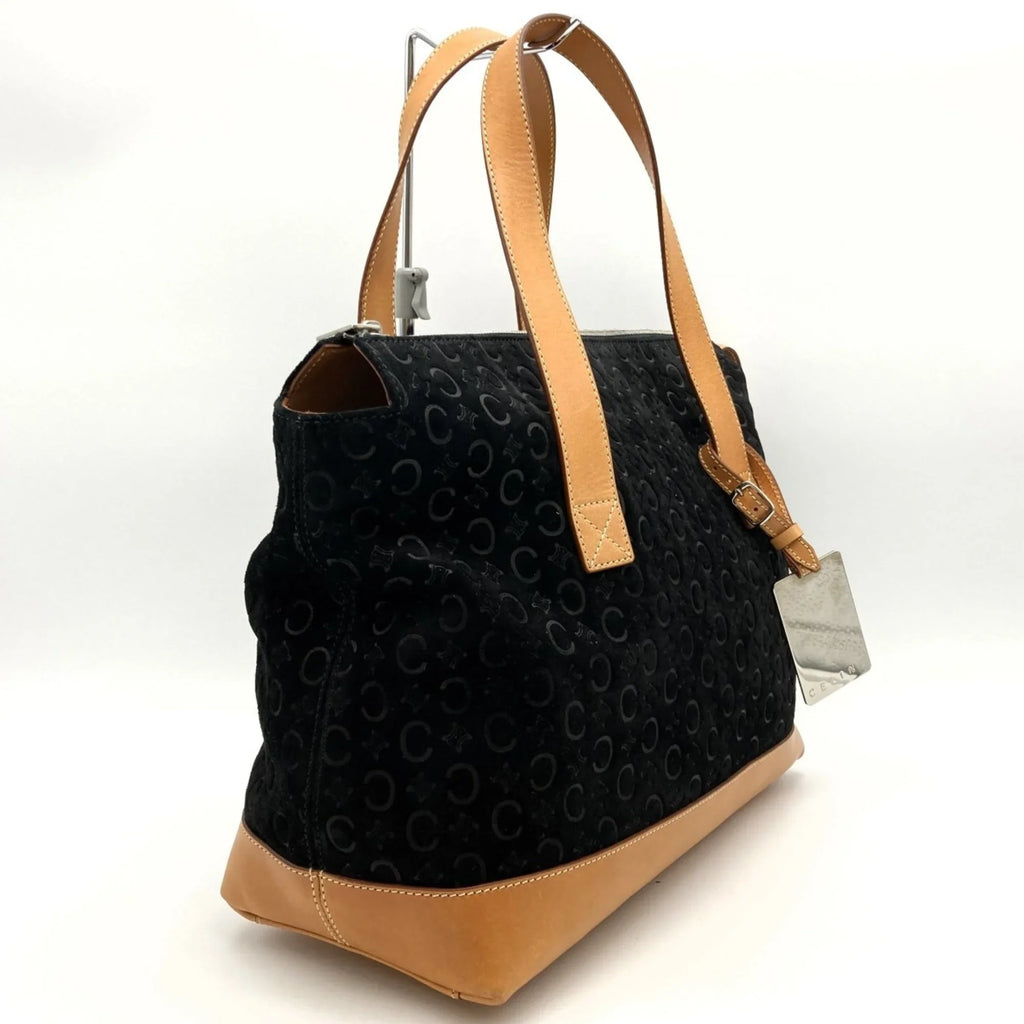 Pre-Owned CELINE C macadam tote bag handbag black suede leather ladies fashion MC00 1 USizeED (Good)