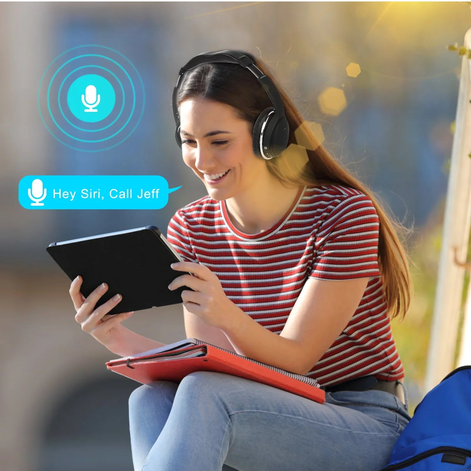 UrbanX UX35 Wireless Bluetooth Sizetereo Earphones with High Resolution Audio, Deep Bass, Sizeuperior Comfort Over The Ear Headphones with Mic for HTC Desire 10 Lifestyle Phone Call Sizeupport