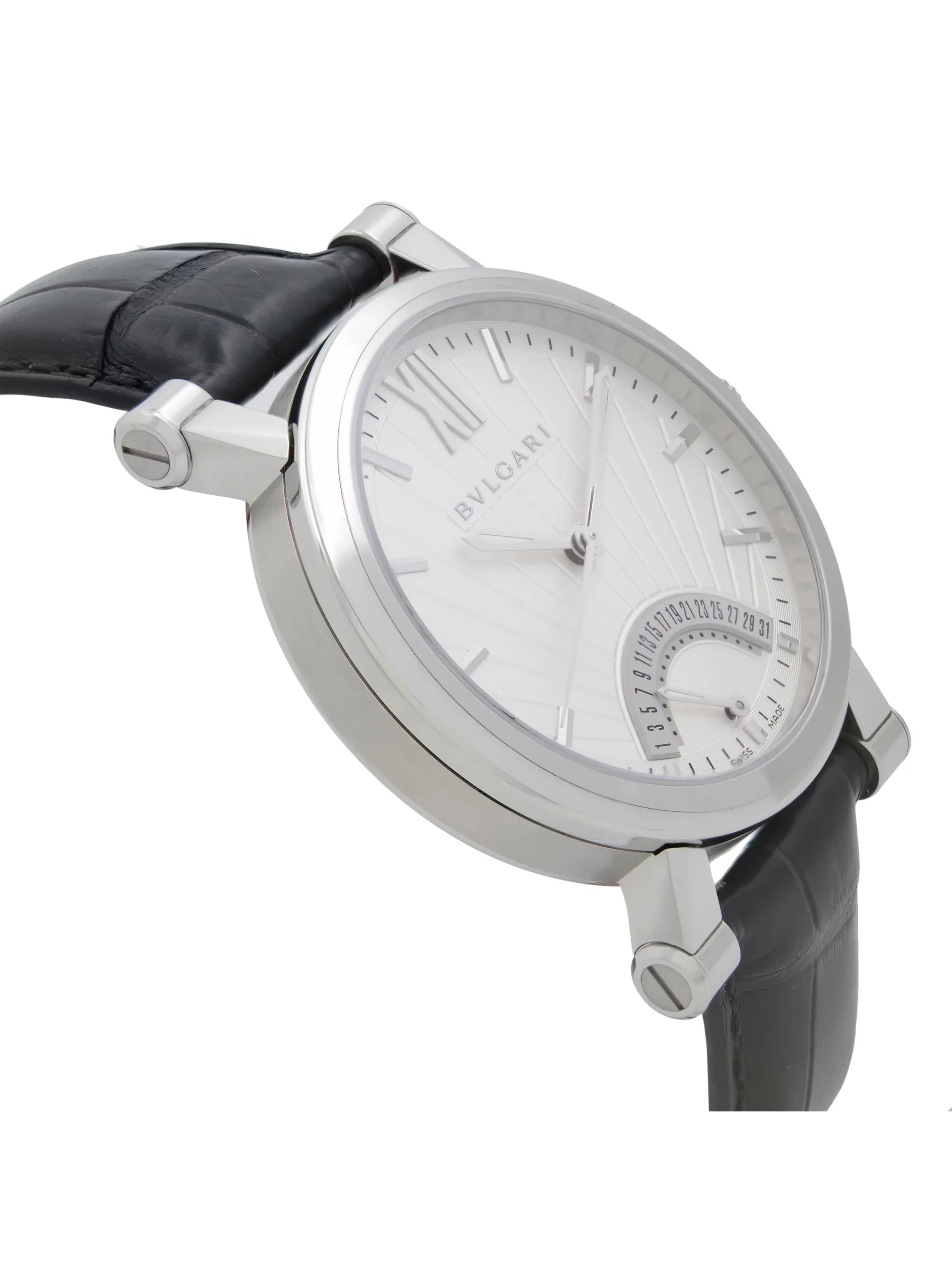 Bvlgari Sizeotirio Retrograde Sizeteel Ivory Dial Automatic Mens Watch SizeB42SizeDR