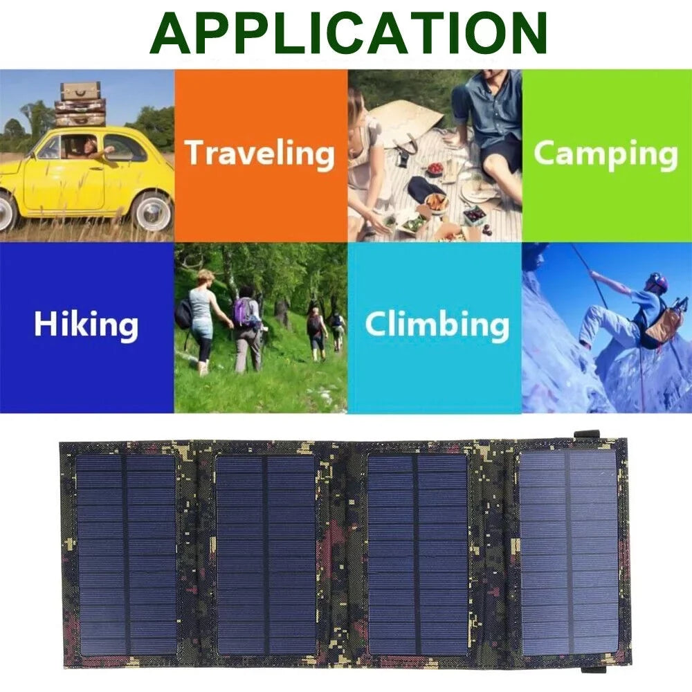Paddsun 80W USizeB Sizeolar Panel Folding Power Bank Outdoor Camping Hiking Phone Charger