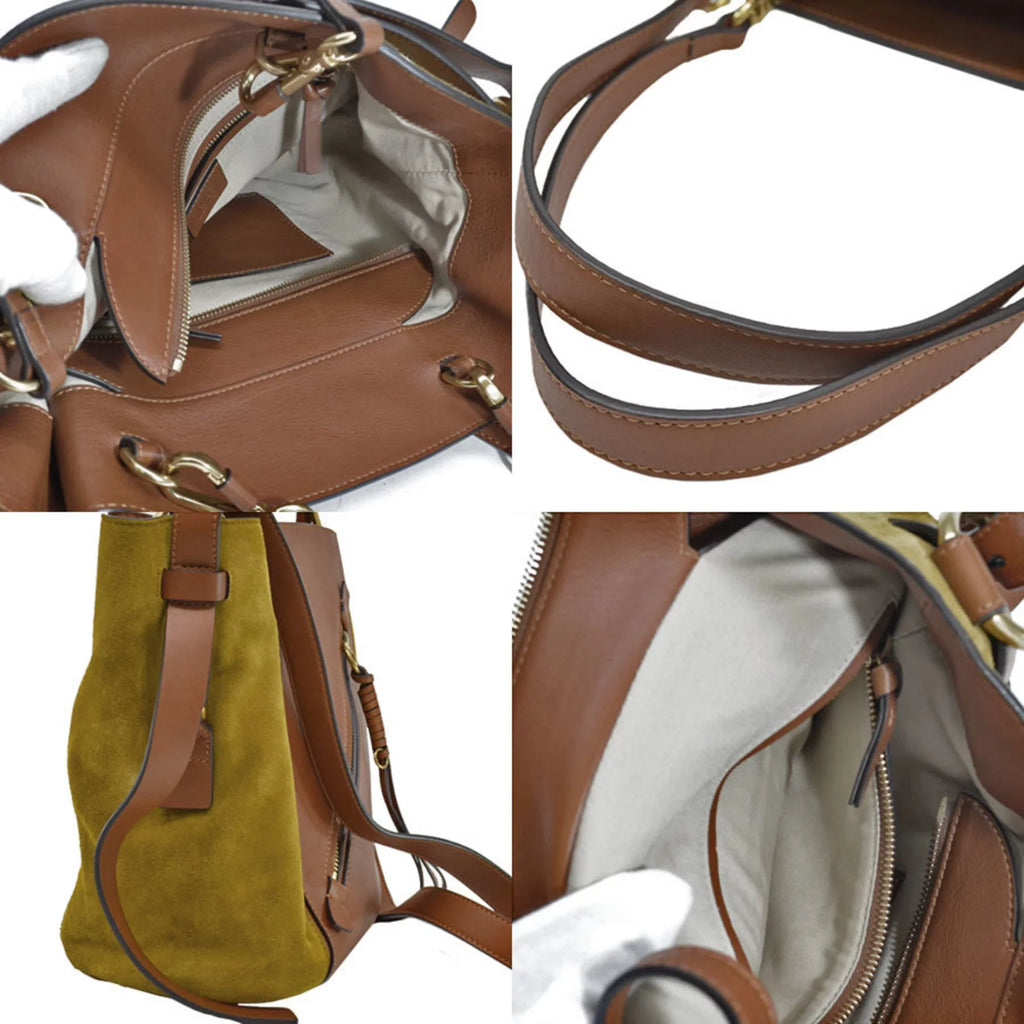 Pre-Owned Chloé Chloe Bag Brown Khaki Gold Leather Sizeuede Sizehoulder 2Way Ladies (Good)