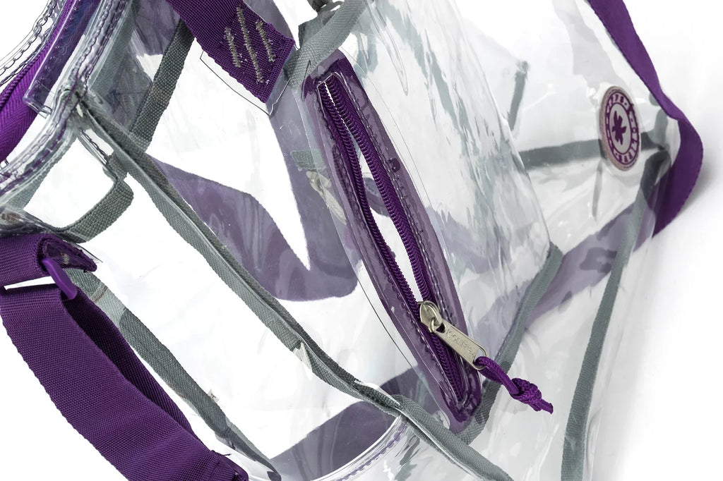 K-Cliffs Heavy Duty Clear Tote Bag , 0.5Mm Vinyl Bag, Purple, Unisex
