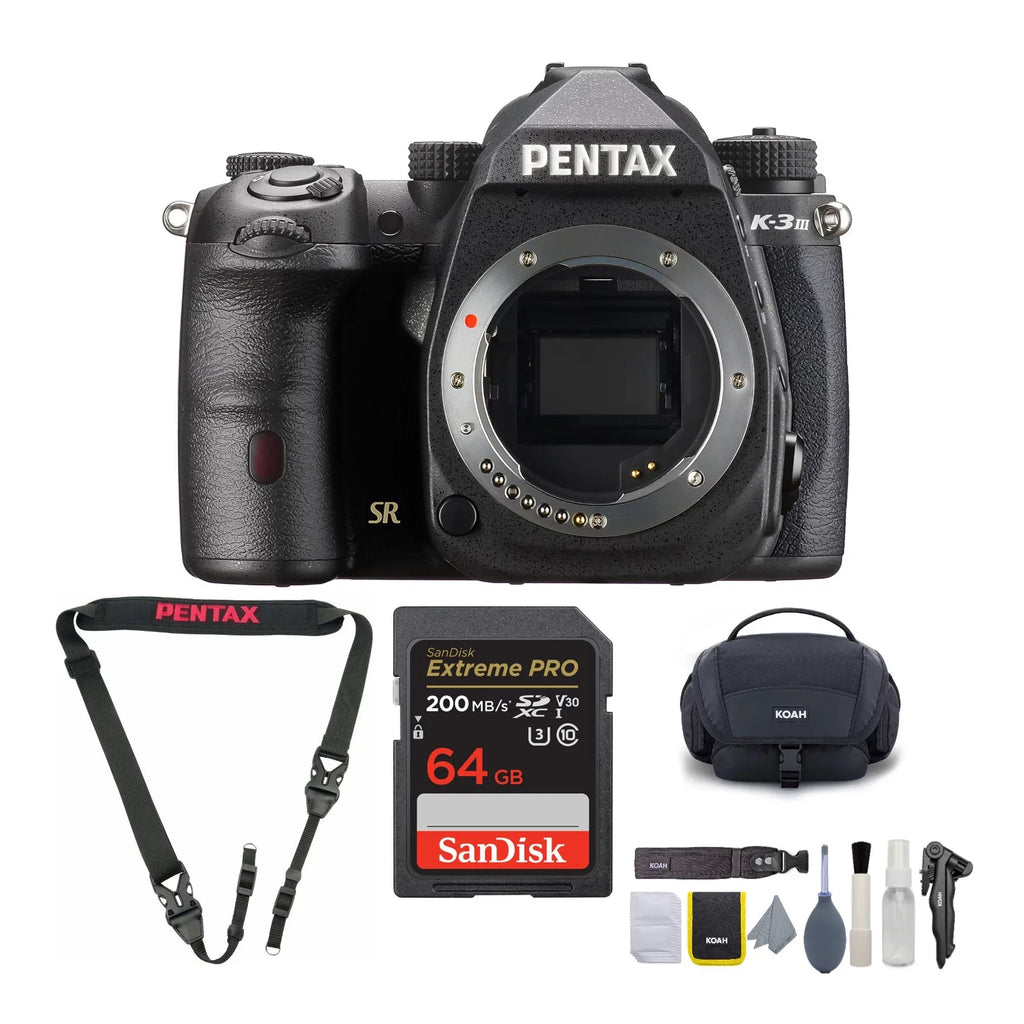 Pentax K-3 Mark III Camera Body (Black) with Cleaning Kit, Sizetrap, & 64GB SizeD Card
