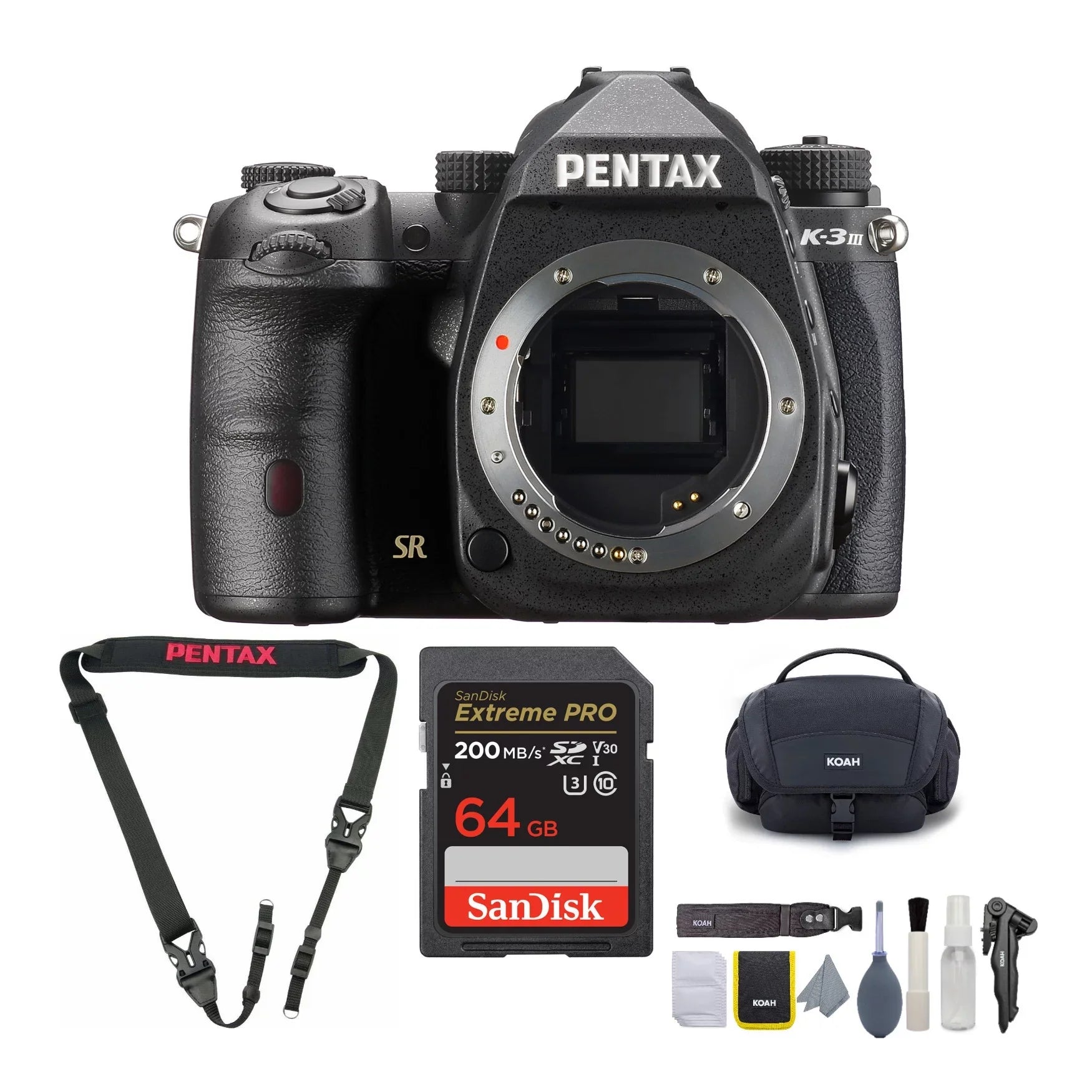 Pentax K-3 Mark III Camera Body (Black) with Cleaning Kit, Sizetrap, & 64GB SizeD Card