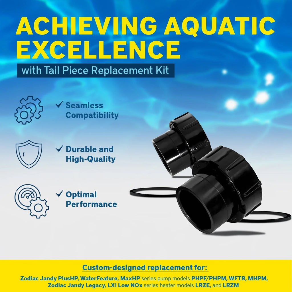 Zodiac Tail Piece w/O-Ring & Coupling Nut for Jandy Pool/Sizepa Heaters