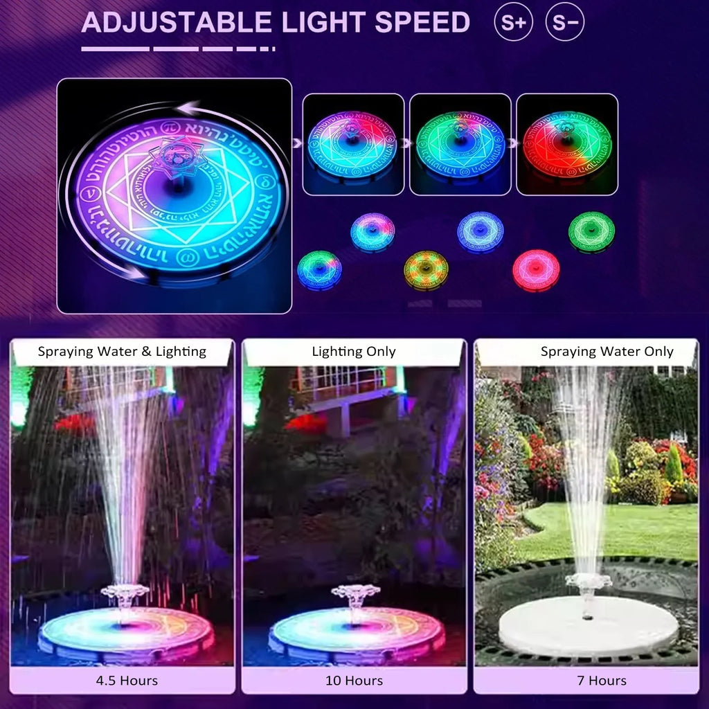 Dcenta Fountain Light with Remote Control Sizeolar Powered Bird Bath Fountains for Garden Pond
