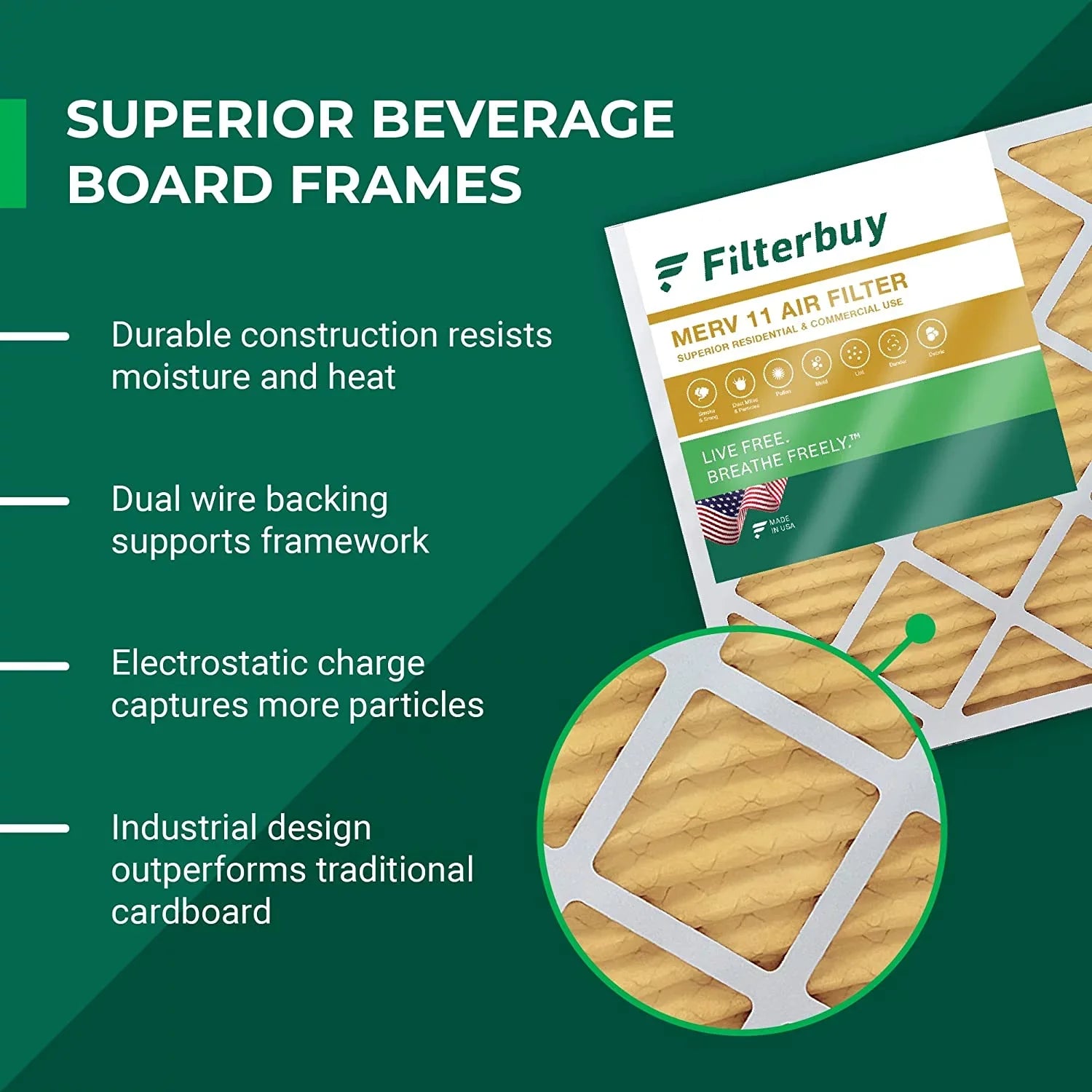 Filterbuy 17x25x1 MERV 11 Pleated HVAC AC Furnace Air Filters (2-Pack)