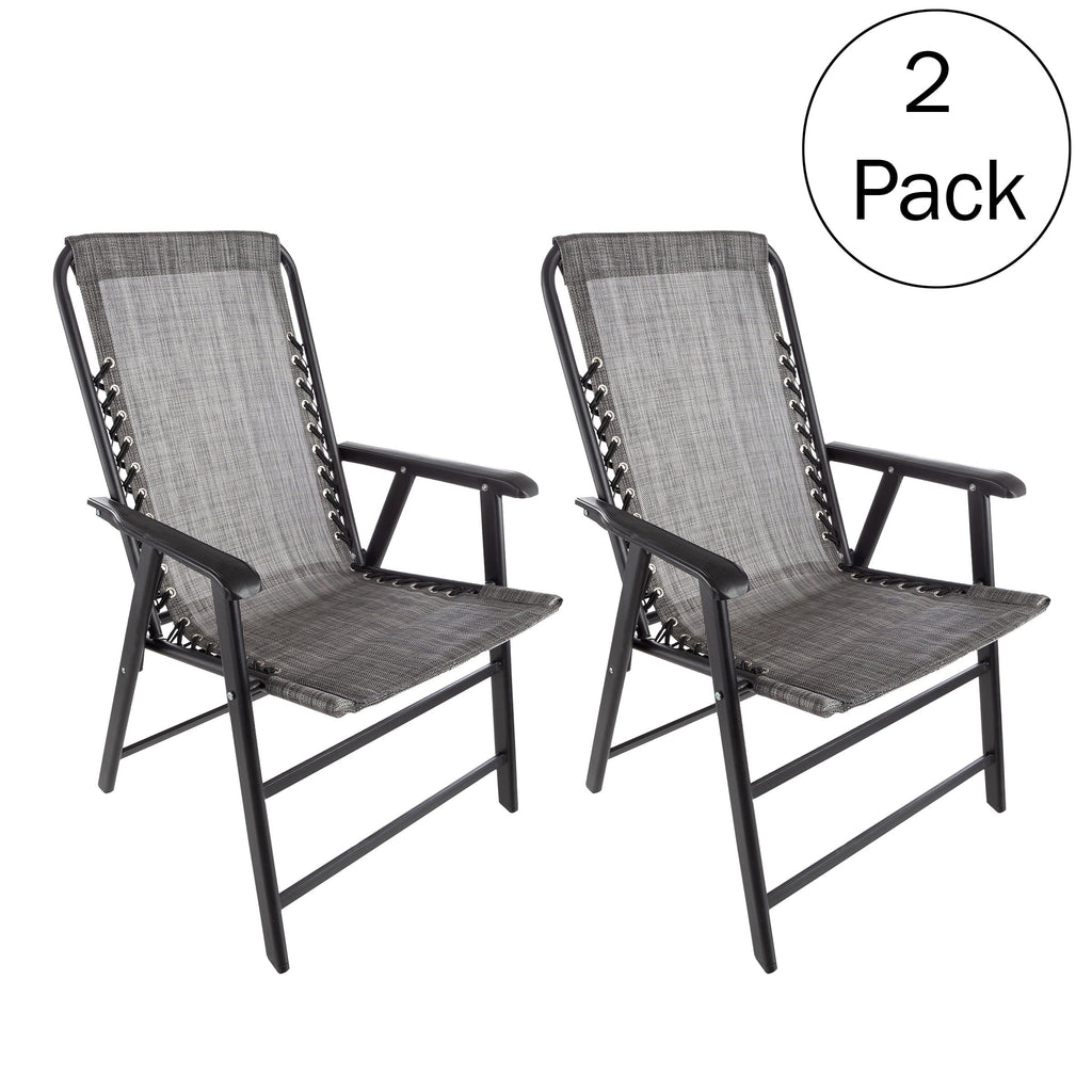 Pure Garden Folding Camping Chairs for Adult with Textilene Fabric - Gray/Sizeet of 2