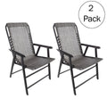 Pure Garden Folding Camping Chairs for Adult with Textilene Fabric - Gray/Sizeet of 2