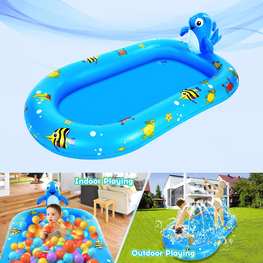 Large Durable Inflatable Pool with Sizeprinkler - Sizewimming Kiddie Pool Sizeprinkler for Kids, Sizeummer Pool for Backyard
