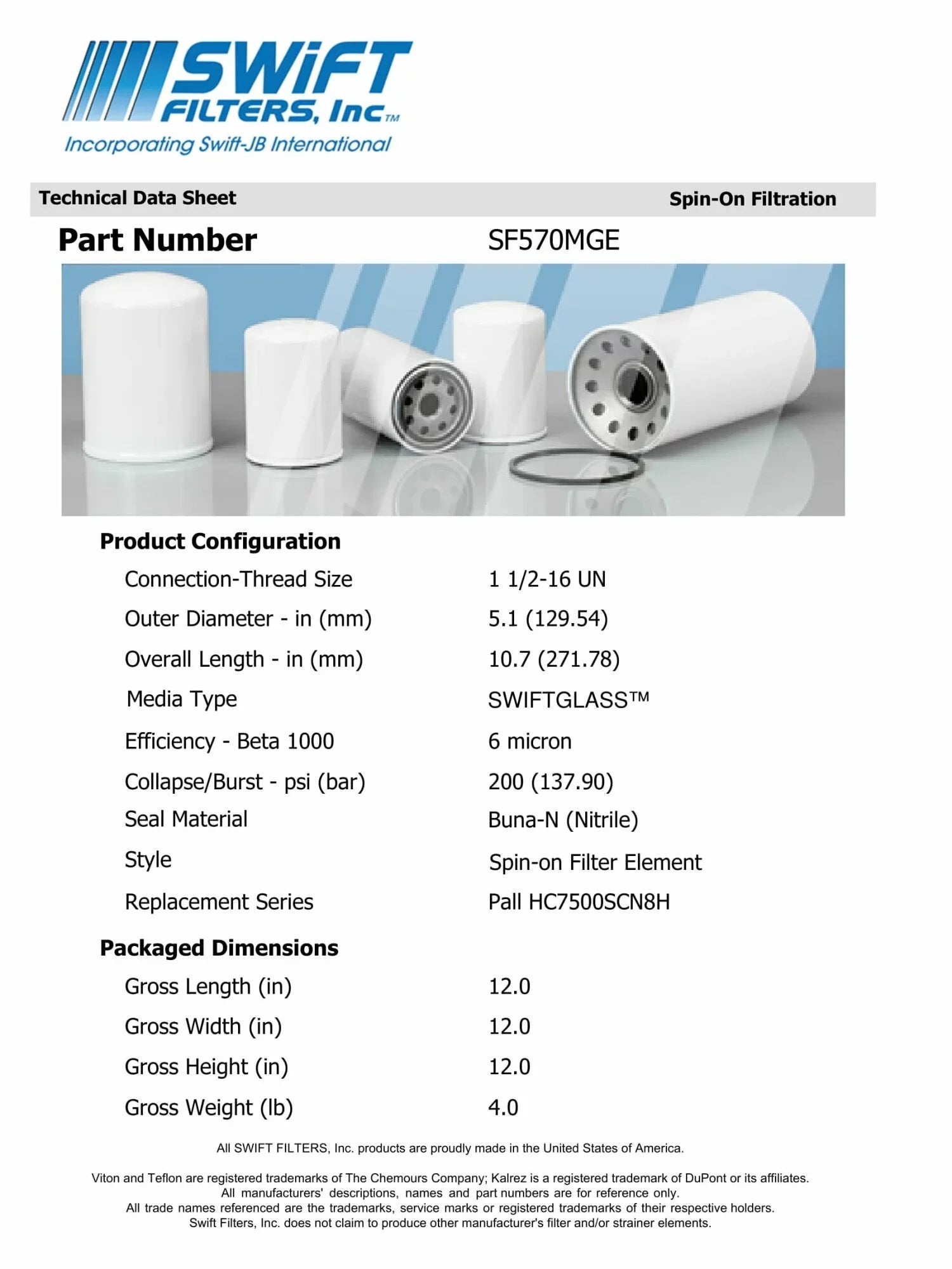 Direct Interchange for NAPA 1849in-On Filter Element Microglass Construction 6 Micron