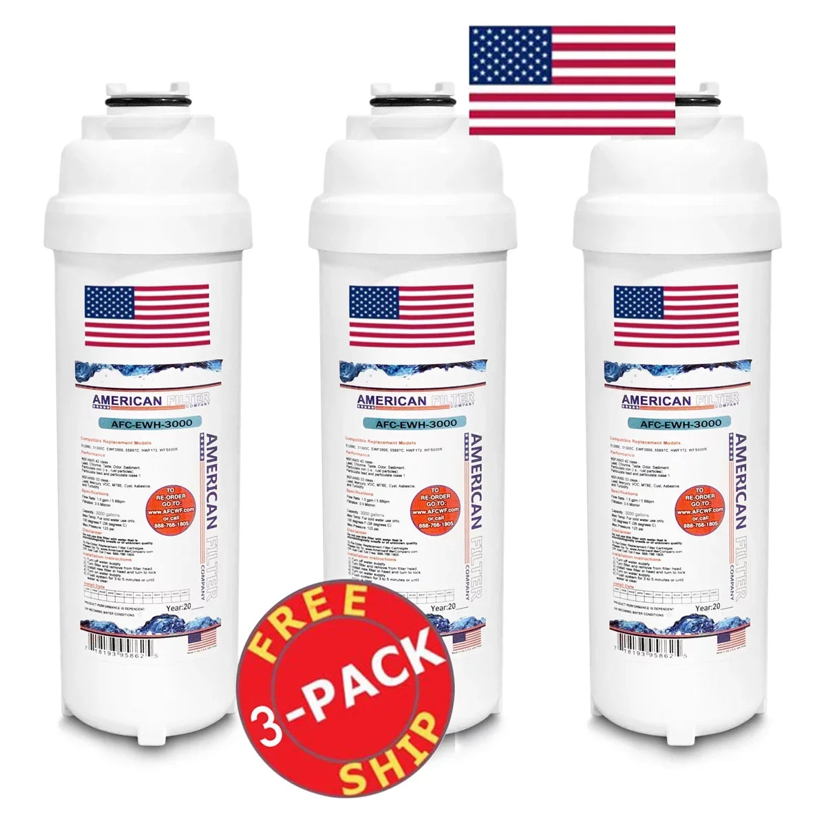 AFC Brand , Water Fountain Filter , Model # AFC-EWH-3000 , Compatible with Elkay® LVRCTLDDWSizeK - 3 Filters - Made in U.Size.A.