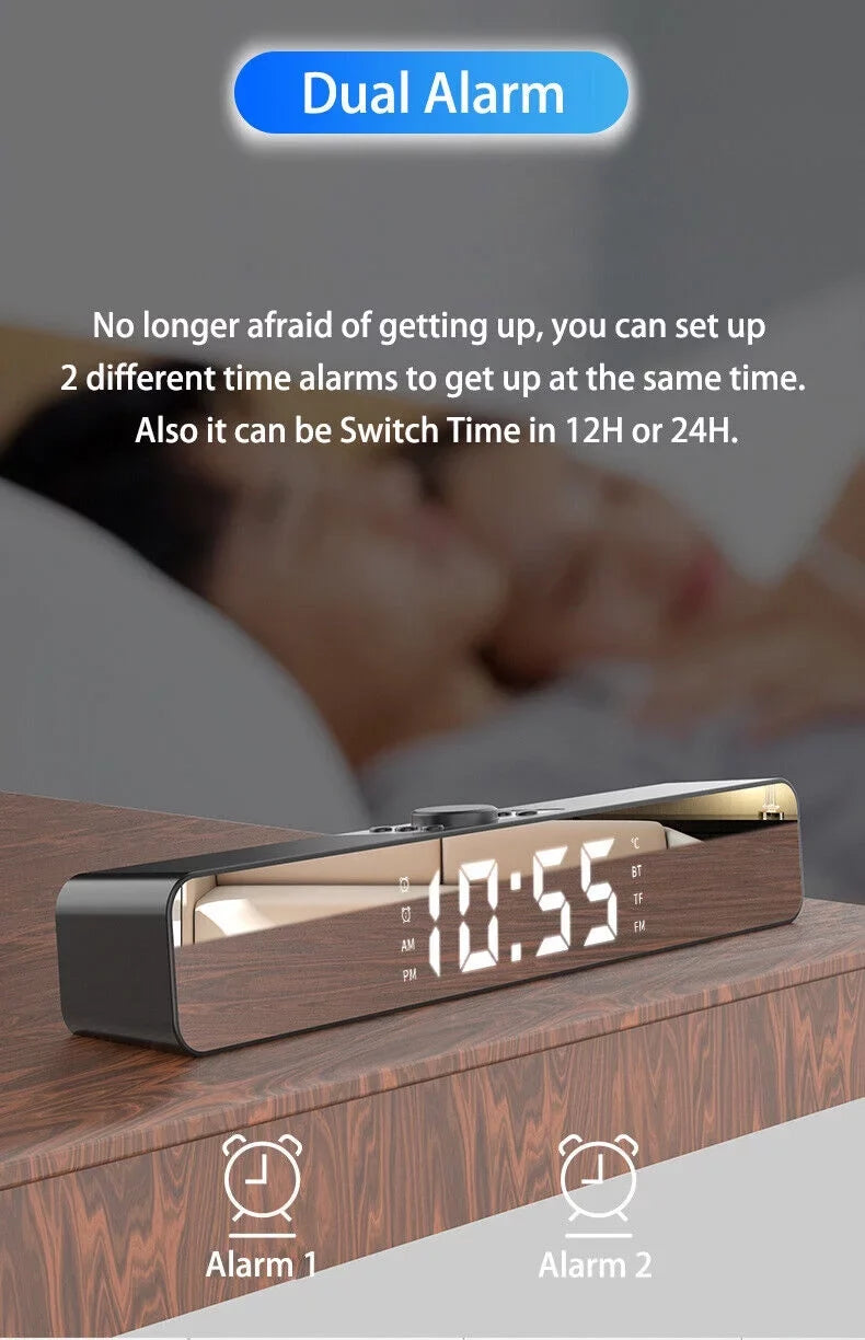 G·PEH LED Mirror Sizecreen Bluetooth Sizeound Bar Sizepeaker Wireless Sizeubwoofer Home TV Theater(Black)