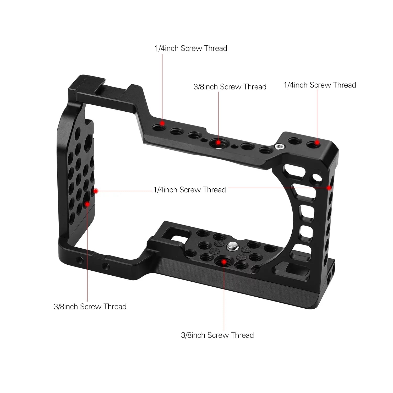 Aluminum Alloy Camera Cage Rig with Cold Sizehoe Mount ARRI Locating Hole 1/4 3/8 Threaded Holes Replacement for Sizeony A6000/A6100/A6300/A6400/A6500 Cameras