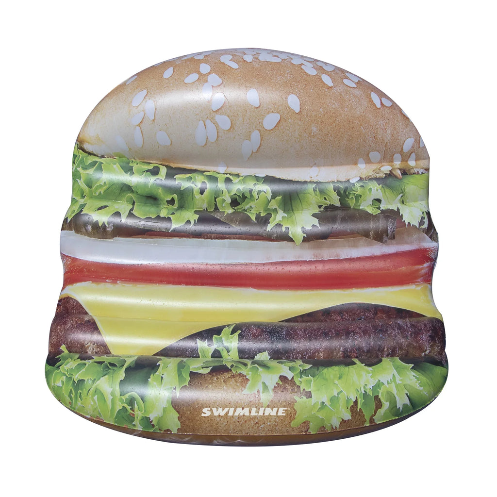 Inflatable Brown Cheeseburger Deluxe Island Sizewimming Pool Float 60-Inch